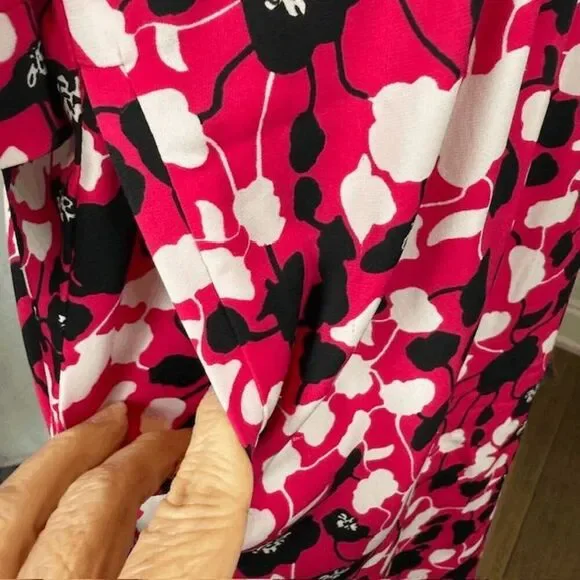 Diane Von Furstenberg Freya Silk Blend Shirt Dress Pink Black Floral Oversized 2 - Picture 7 of 16